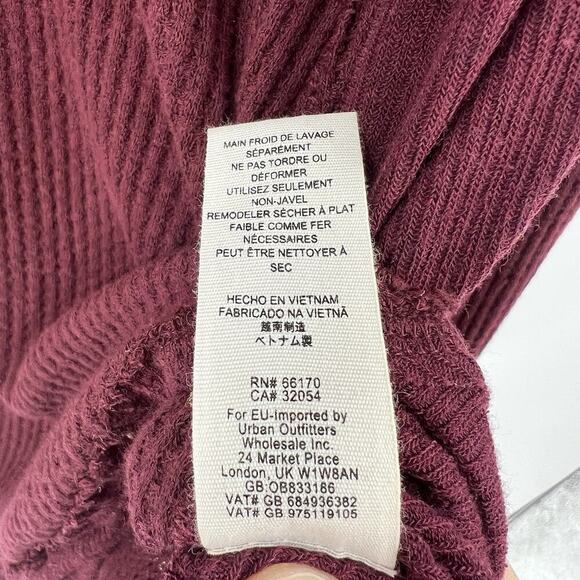 We The Free People Laguna Waffle Knit Top‎ Burgundy Red Long Sleeves Size Medium - Picture 11 of 11